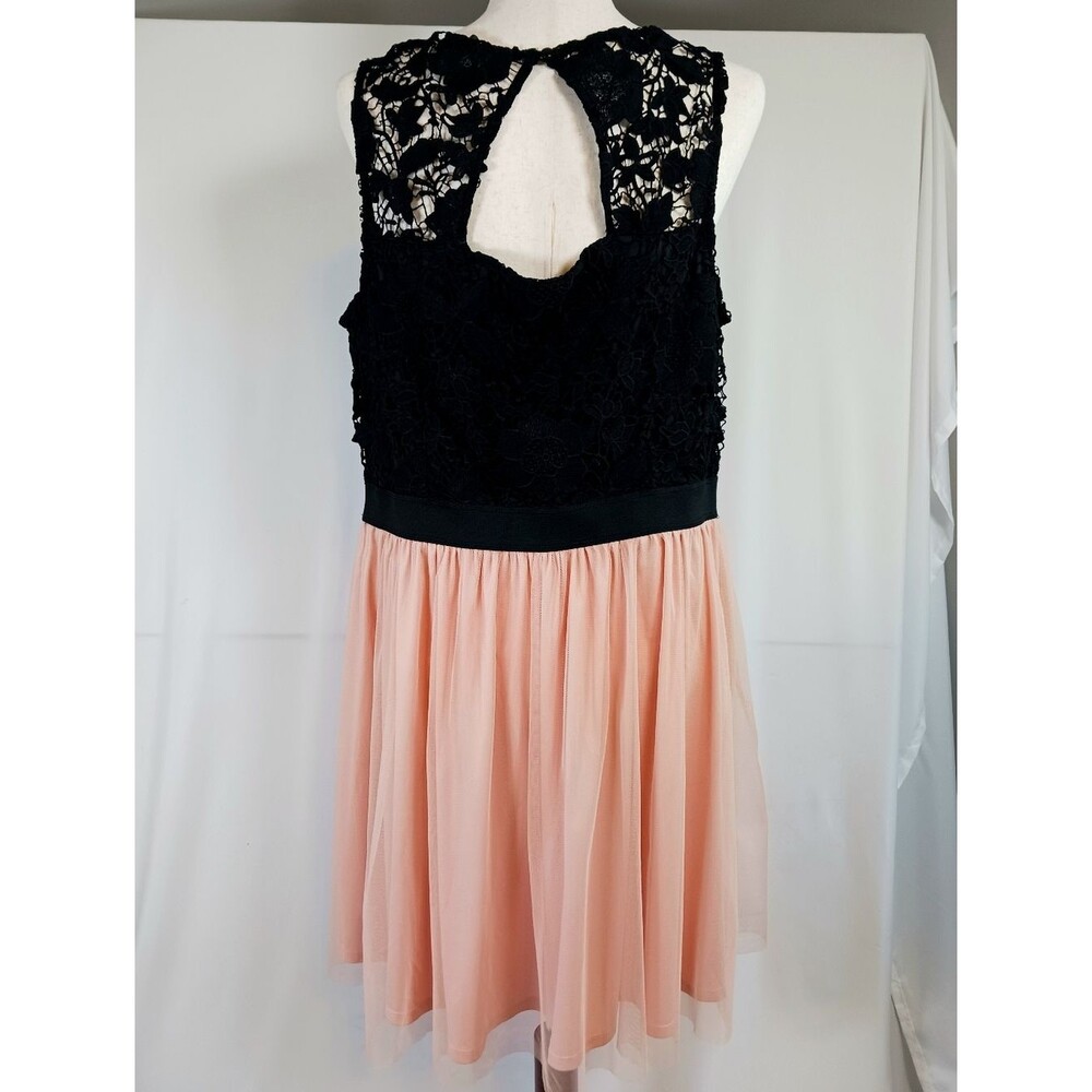 Formal Tulle Mini Dress Crochet Prom Cocktail Peach Black Size XL - Picture 9 of 14